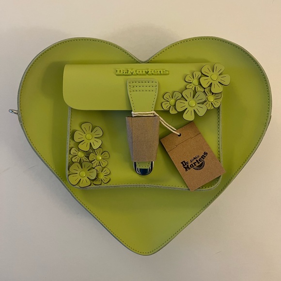 Dr. Martens Chartreuse Heart Bag with Floral Details